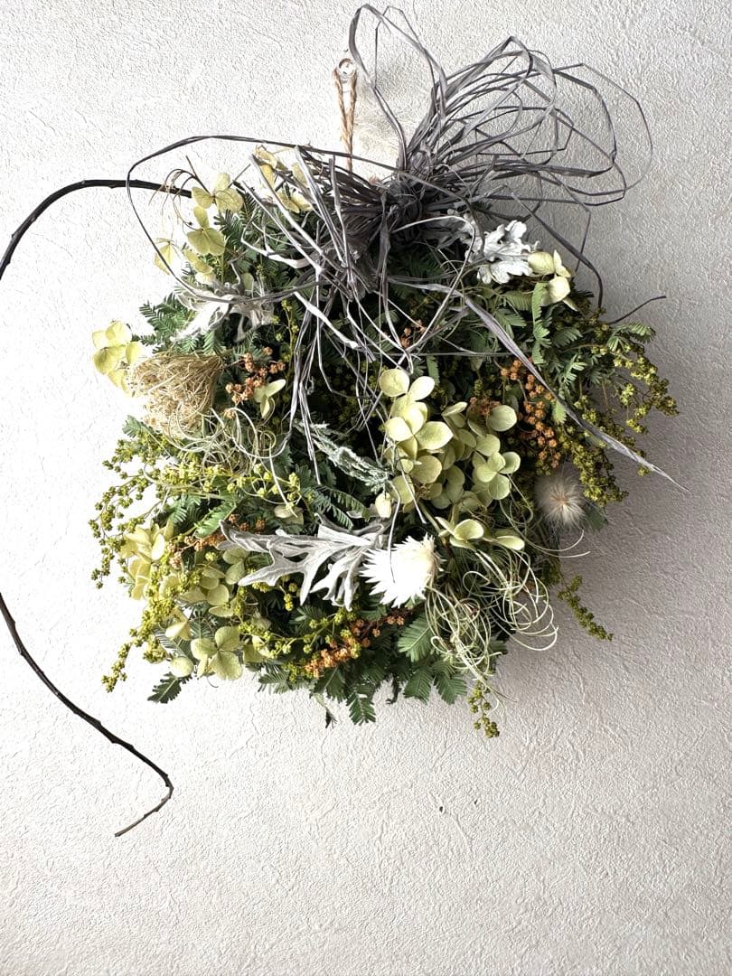 スワッグ ドライフラワーリース　インテリア　ディスプレイ　アート　ミモザ