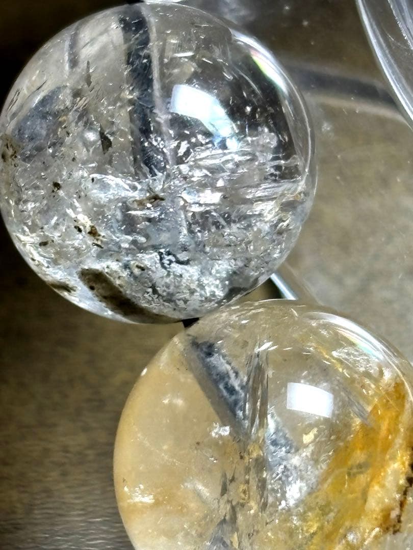 【最高品質】エレスチャルクォーツ（骸骨水晶）超大玉18㎜ブレスレット（新品）虹入