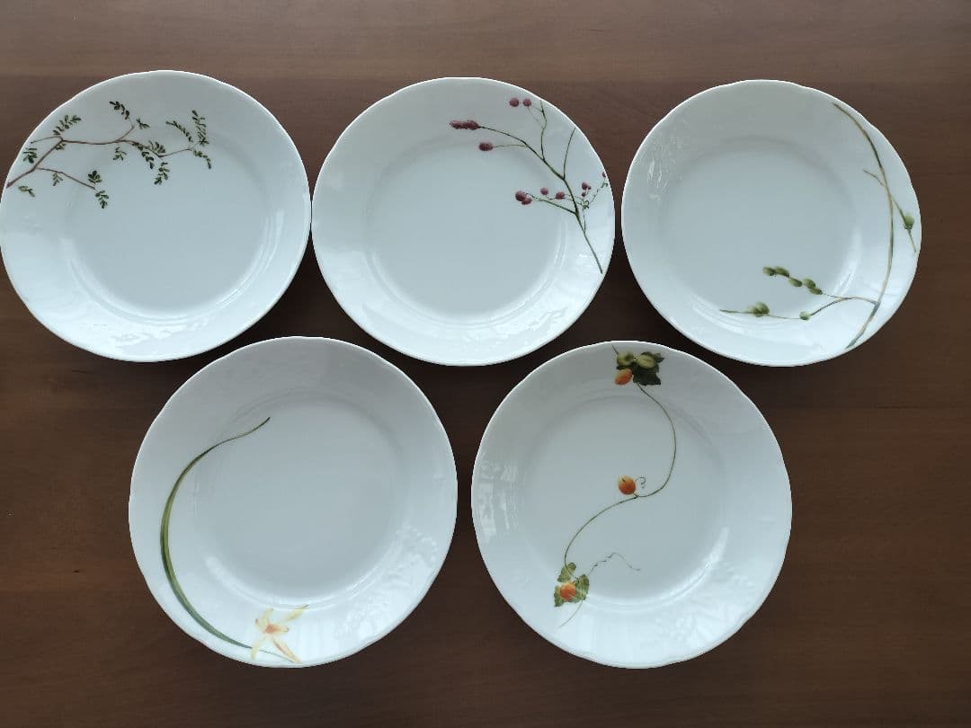 ナルミ 植物模様 素敵な食器セット 深皿5枚 新品未使用 約22cm