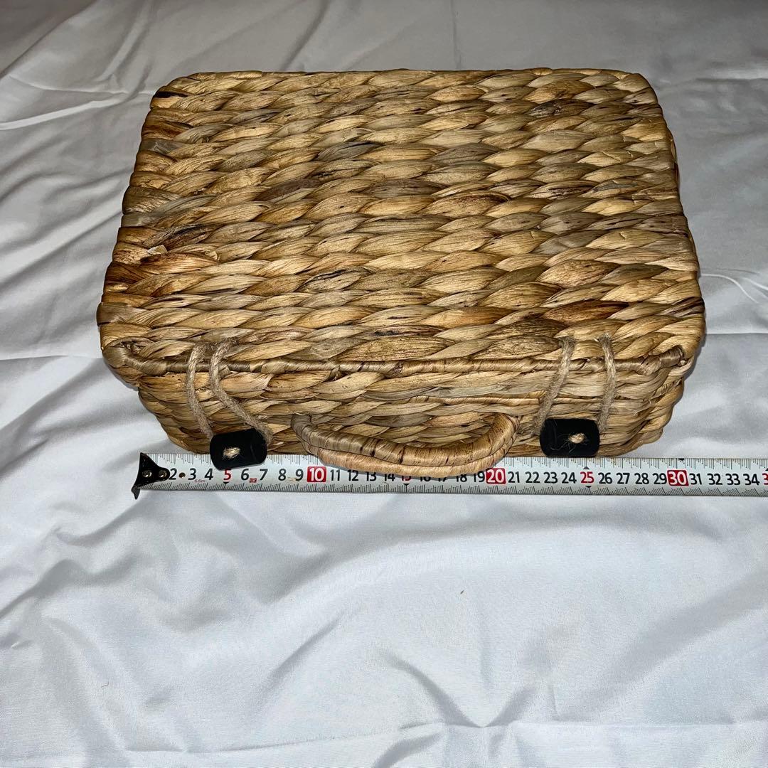 ウォーターヒヤシンス フタ付き収納バスケット 同型3個セット ナチュラル