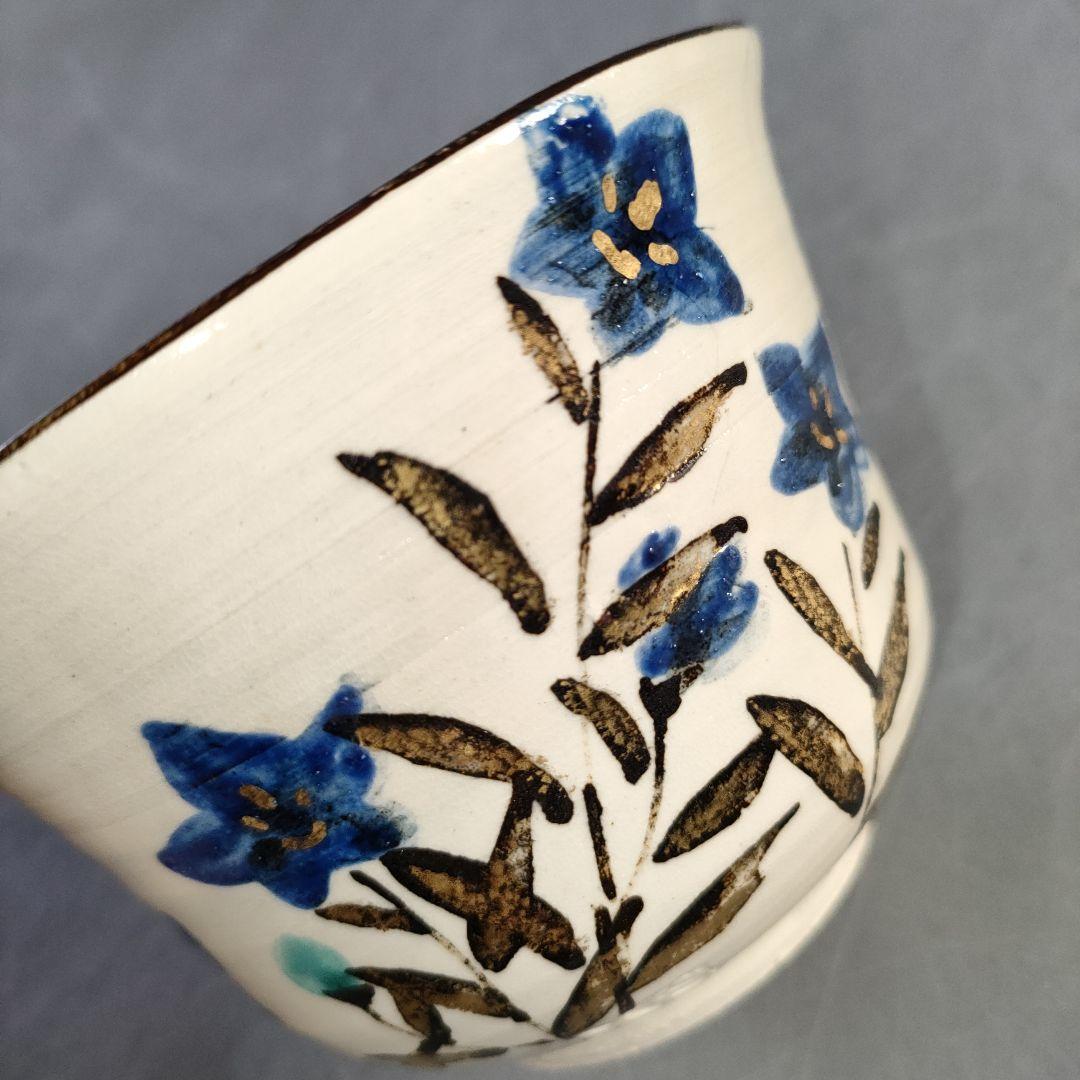 A1254-1/阿山人 造/桔梗の画向付5客/共箱/飾鉢/盛鉢/菓子鉢/懐石道具