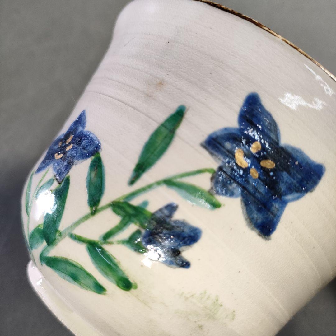 A1254-1/阿山人 造/桔梗の画向付5客/共箱/飾鉢/盛鉢/菓子鉢/懐石道具