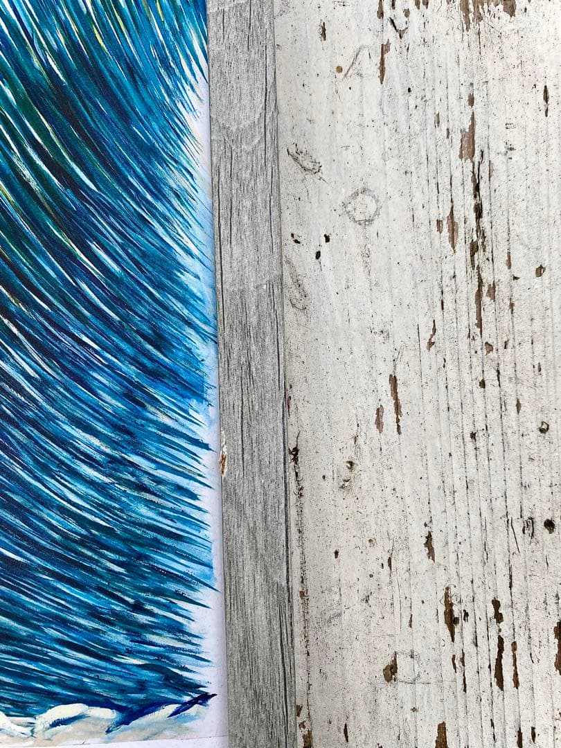 【フレーム付6枚セット】作家ものハワイアンアート サーフィン｜ブルーモダン｜北欧