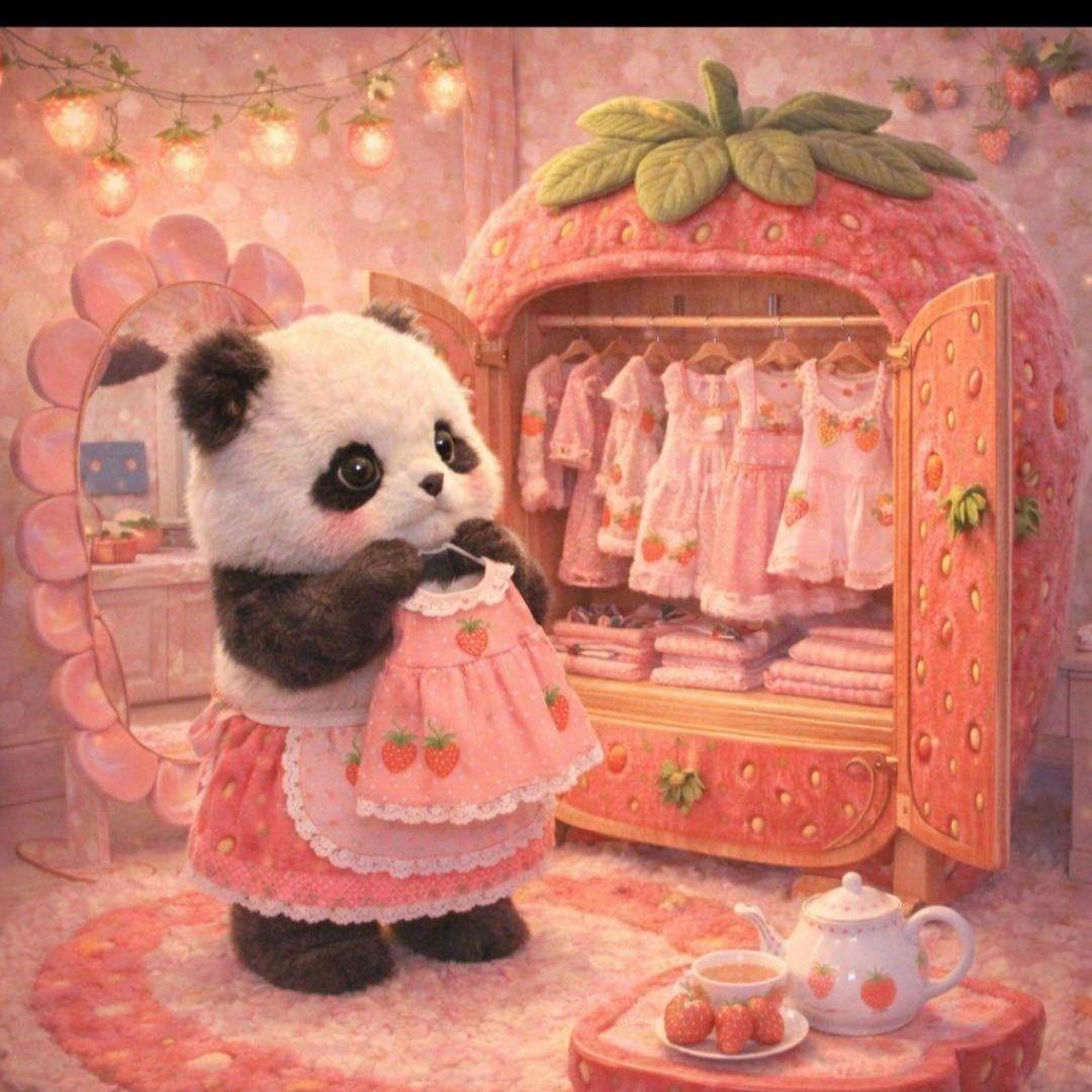 可愛いパンダパネル生地　ハンドメイド