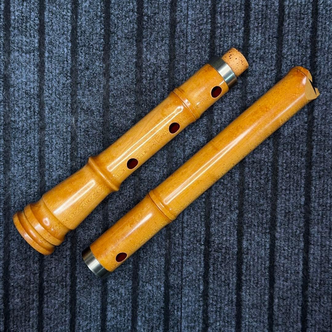 尺八 銘木(楓) 和田謹製 琴風調 二印 一尺七寸管