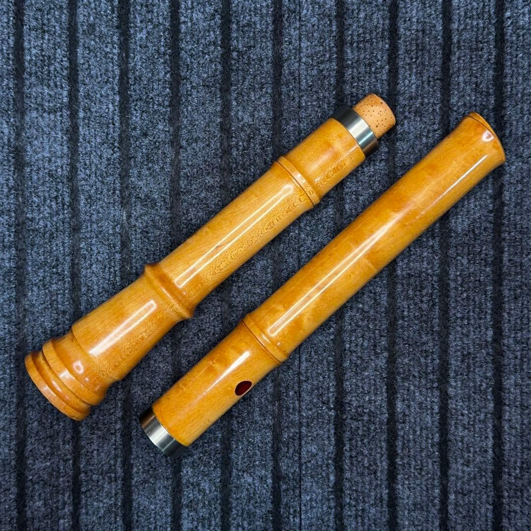 尺八 銘木(楓) 和田謹製 琴風調 二印 一尺七寸管
