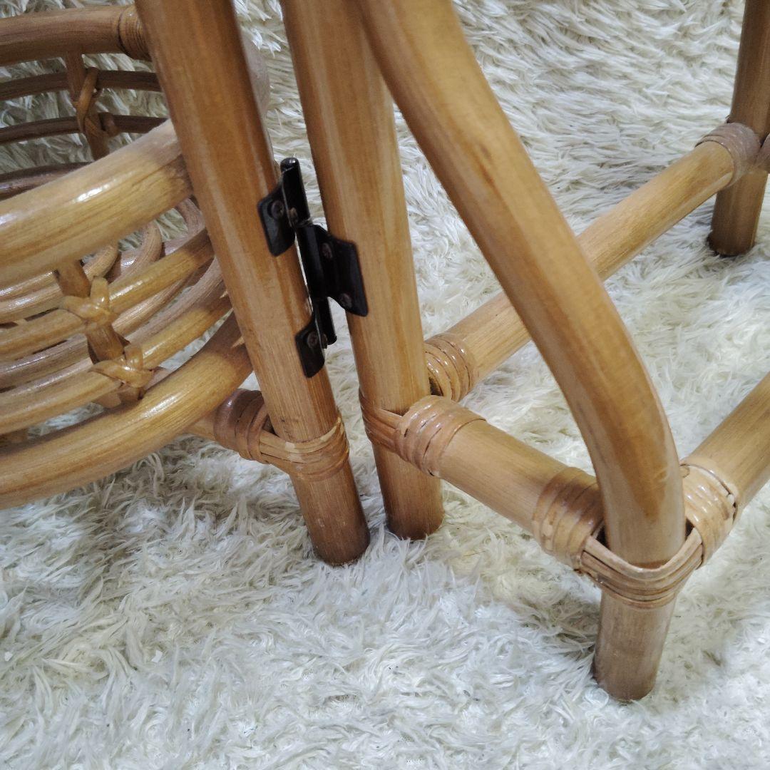 【良品】ラタン 花台 籐 3連 折りたたみ 高さ 62cm ヴィンテージ