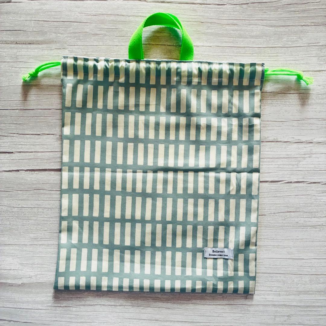 【オーダー可能】北欧調格子柄×ネオングリーン　入園入学　4点セット　チェック柄