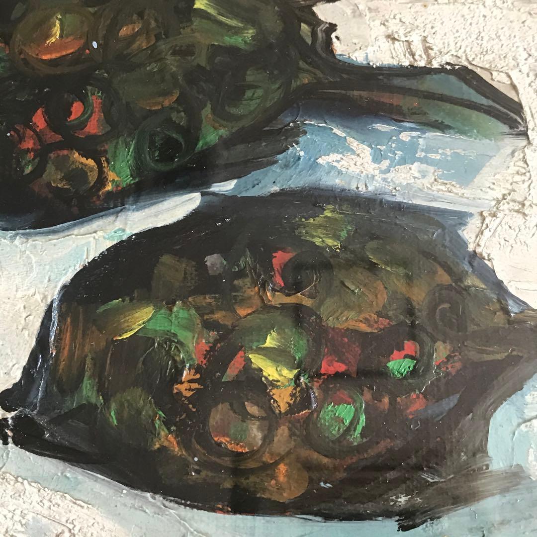 油絵 サイン有り「Les Deux TURBOTS.」油彩 油画 B