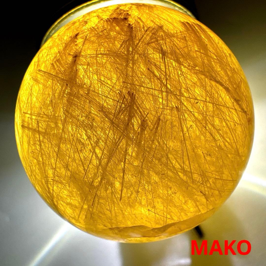 M1587☆ゴールドルチルクォーツ丸玉42mm☆天然石　原石☆N20340-A