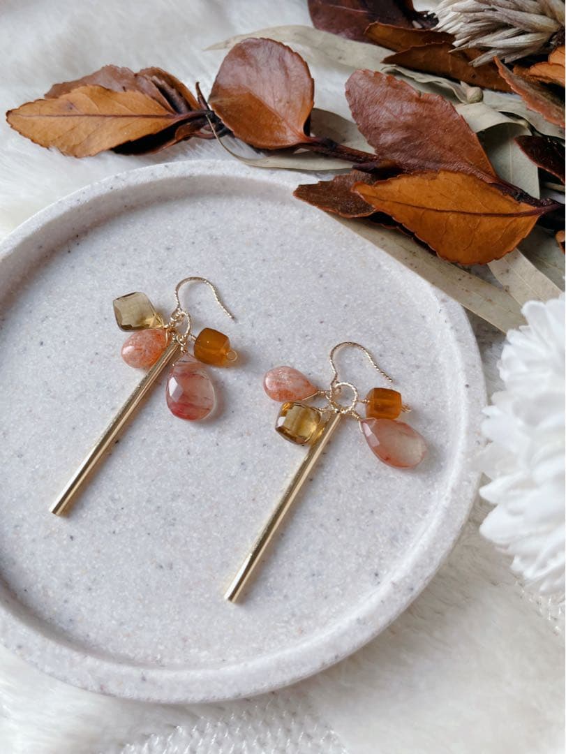 天然石ピアス アンデシン ハンドメイド