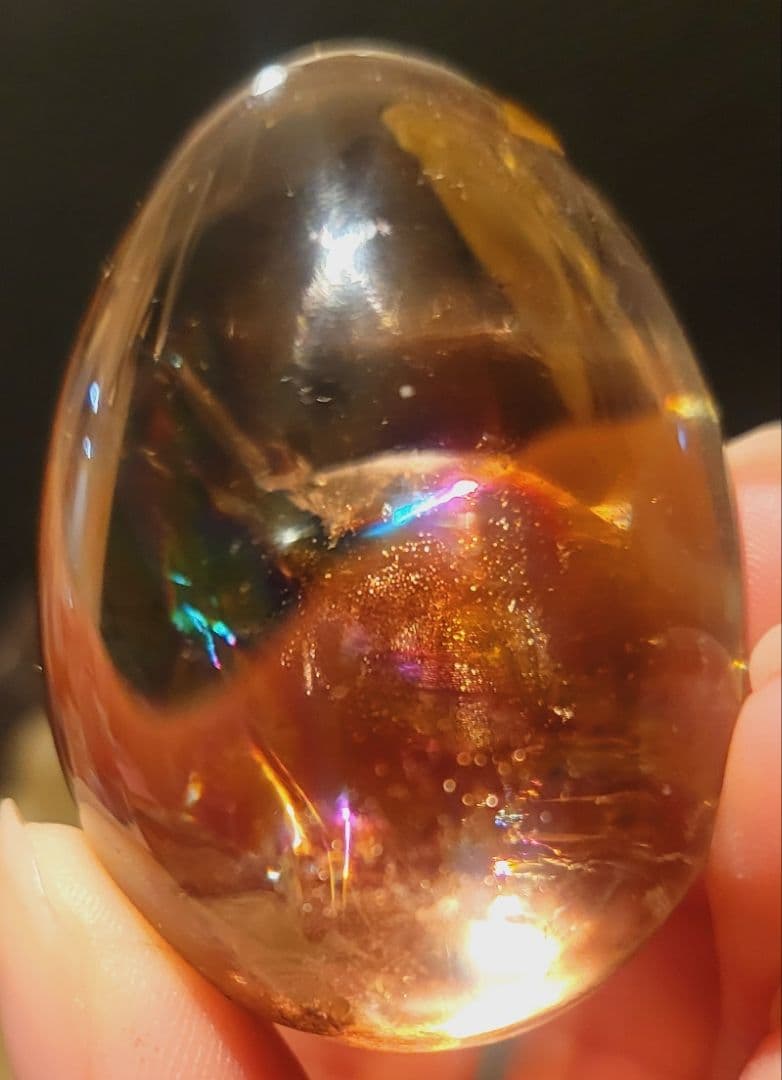 ！希少！シャンパンシトリンレムリアンシード卵型スフィアブラジルミナスジェライス産