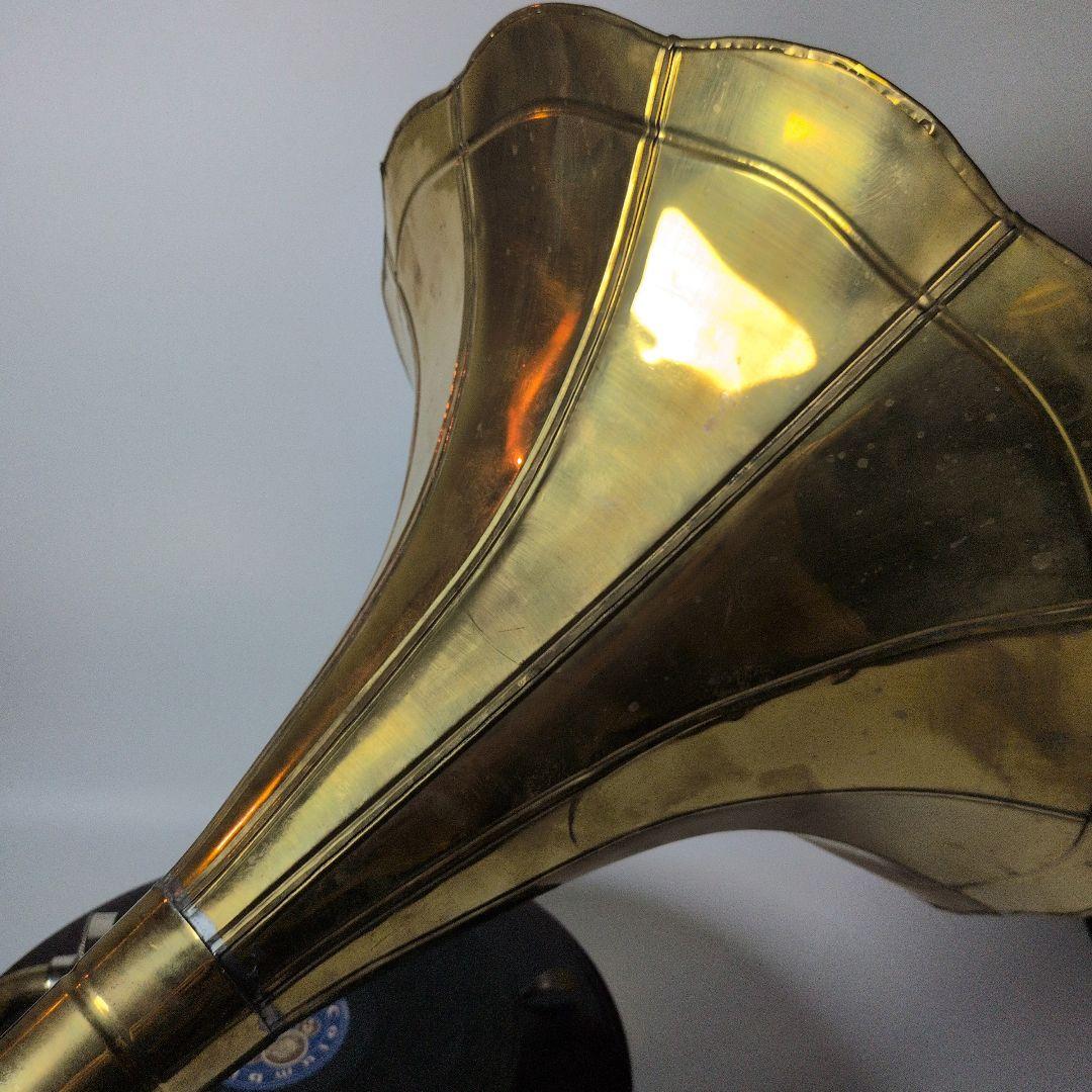 【美品・可動品】英国 アンティークラッパ型 蓄音機 レトロ 再現品
