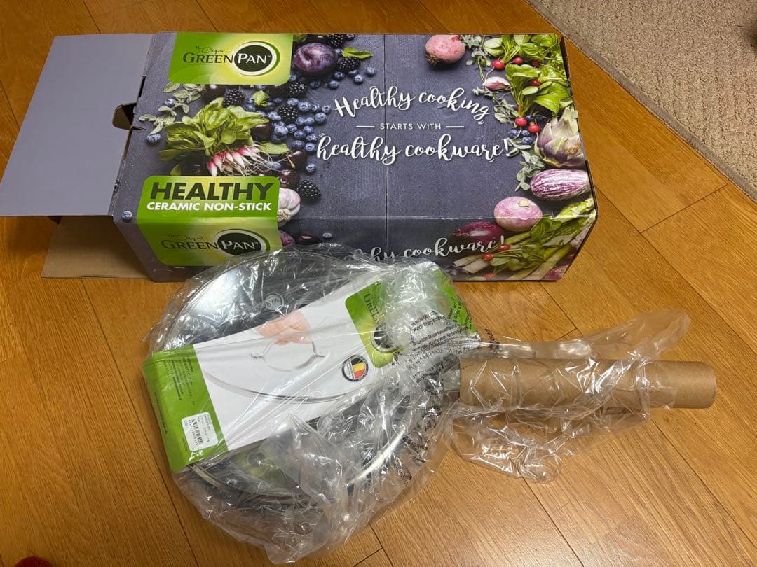 【新品】GREENPAN フライパン24cm、ステンレスガラス蓋24cm