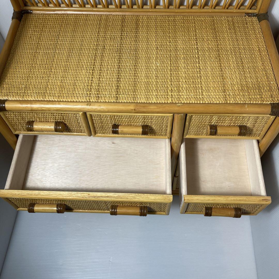 美品　ラタン チェスト　引出し9杯　籐家具 収納棚　アジアン 高品質　昭和レトロ