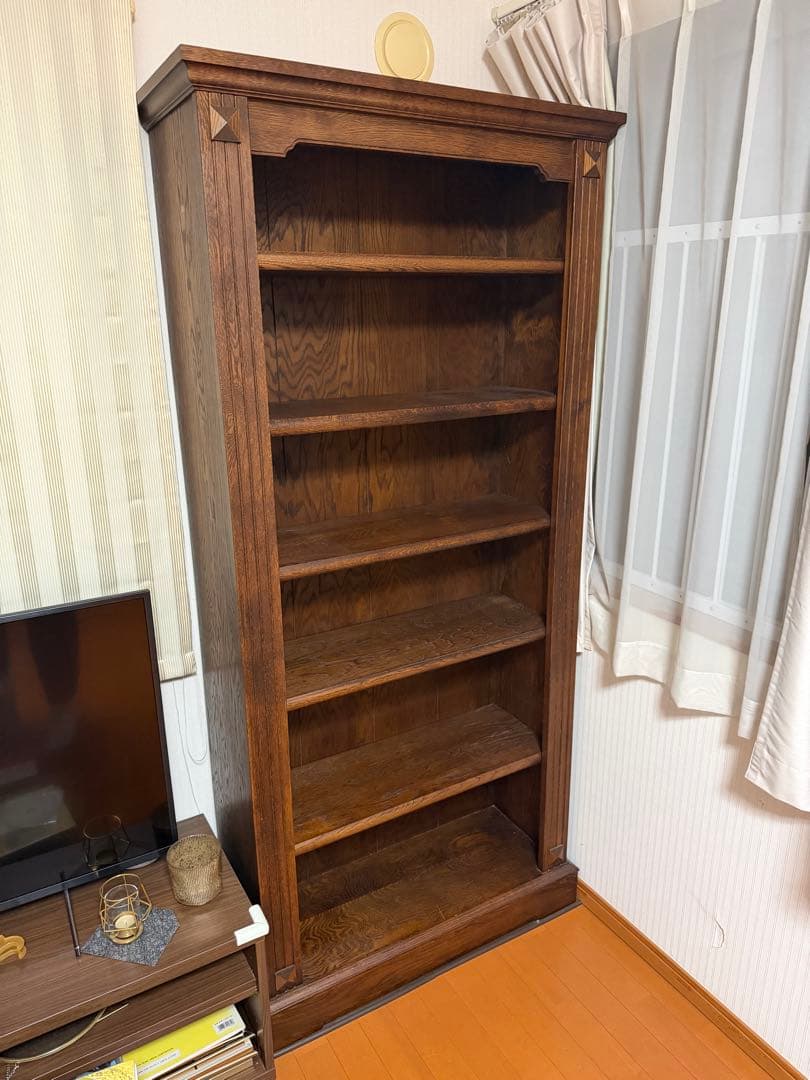 北海道家具　家具の富士　アンティーク本棚　ダークブラウン　木製本棚