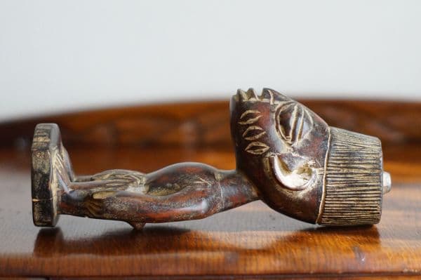 アフリカンアート　ヨルバ族　木彫り　オブジェ　首長　人形