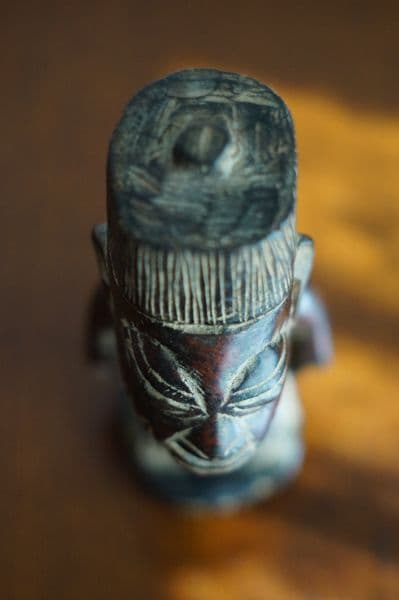 アフリカンアート　ヨルバ族　木彫り　オブジェ　首長　人形