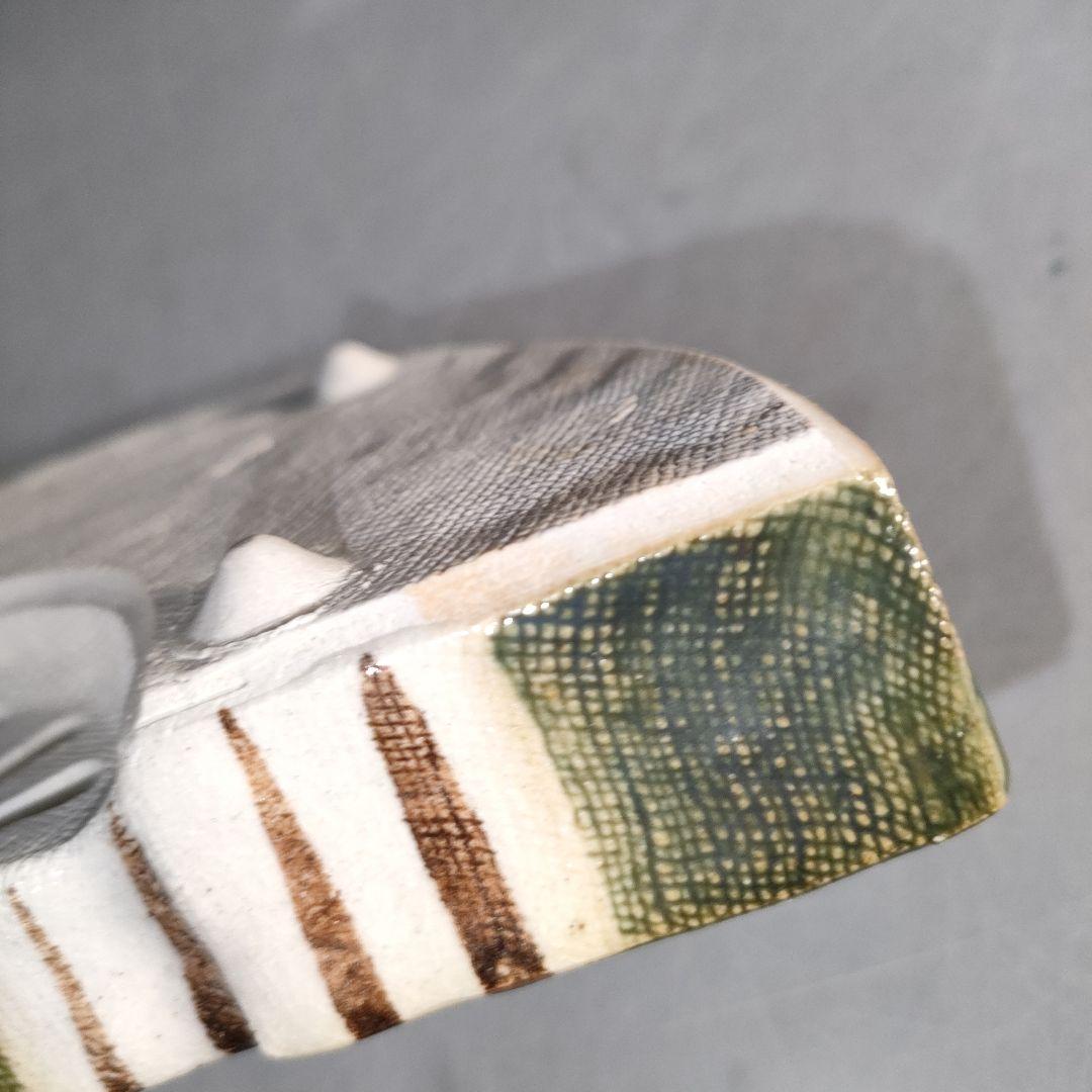 A1297-3/織部焼/古瀬戸窯/村瀬甲二 造/織部扇面向付5客/共箱/懐石道具