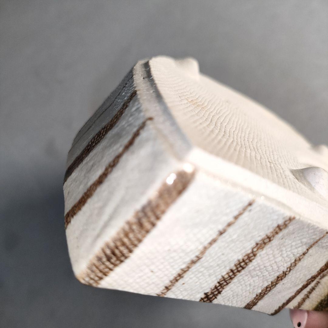 A1297-3/織部焼/古瀬戸窯/村瀬甲二 造/織部扇面向付5客/共箱/懐石道具