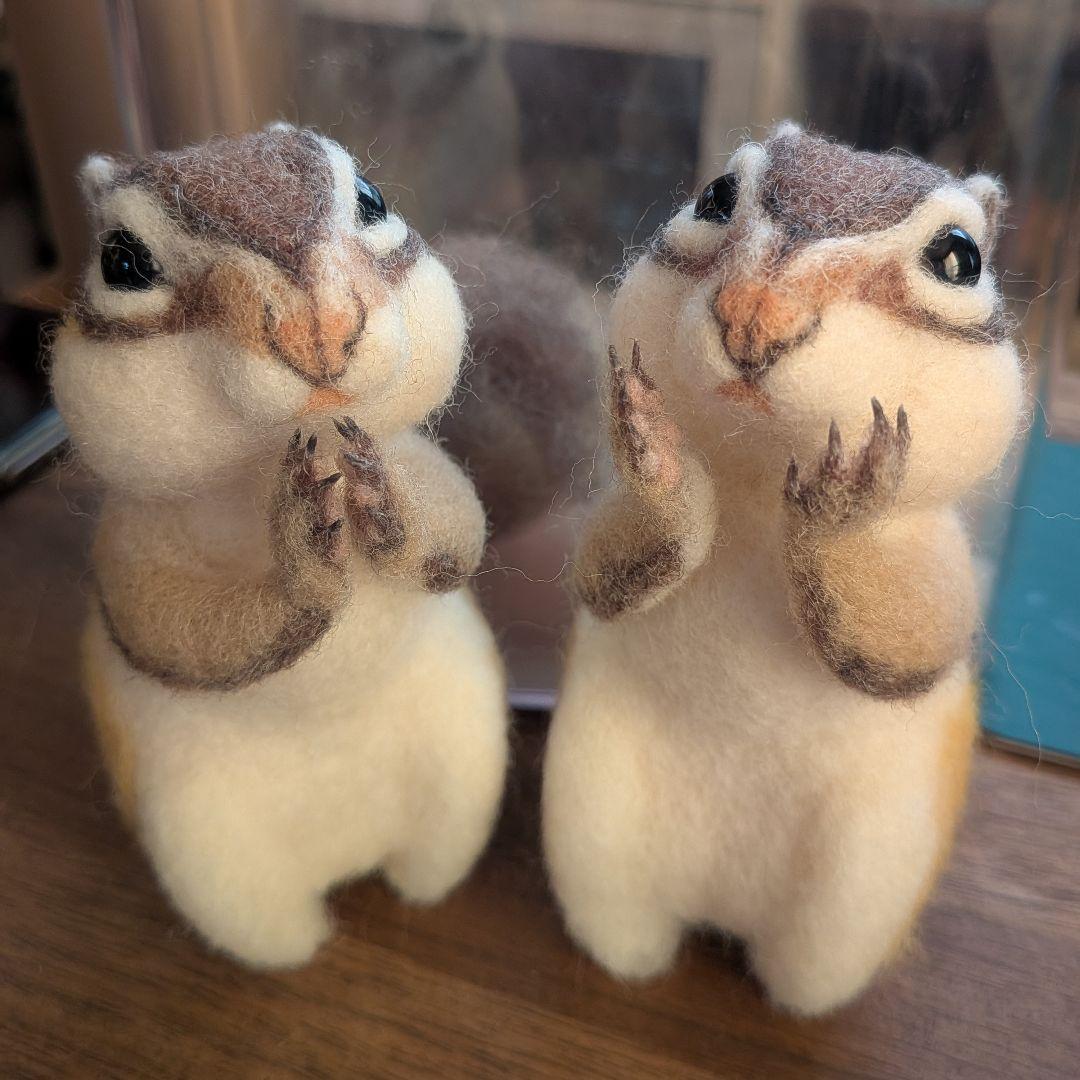 【mar】羊毛フェルトのシマリスⅠ（2体）