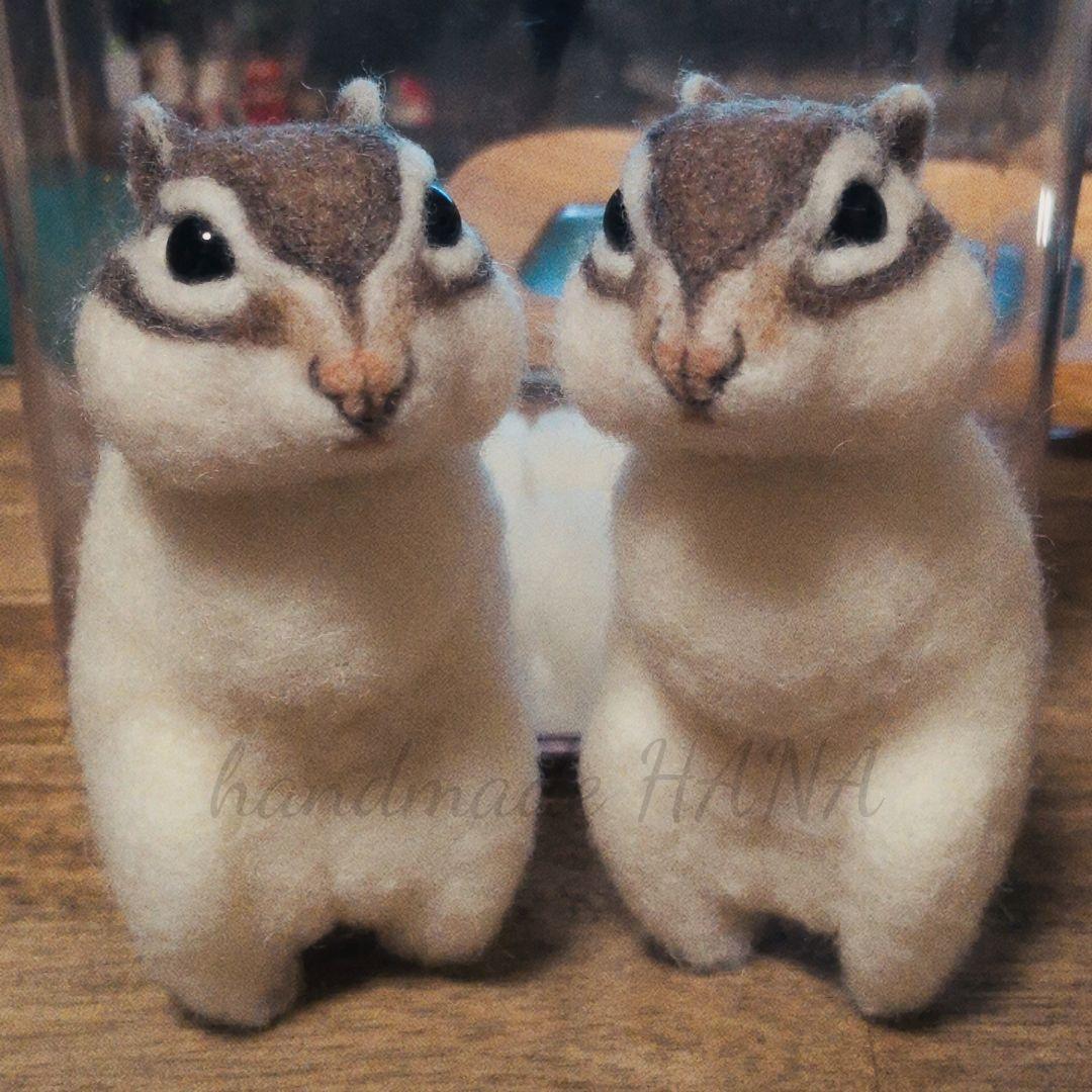 【mar】羊毛フェルトのシマリスⅠ（2体）