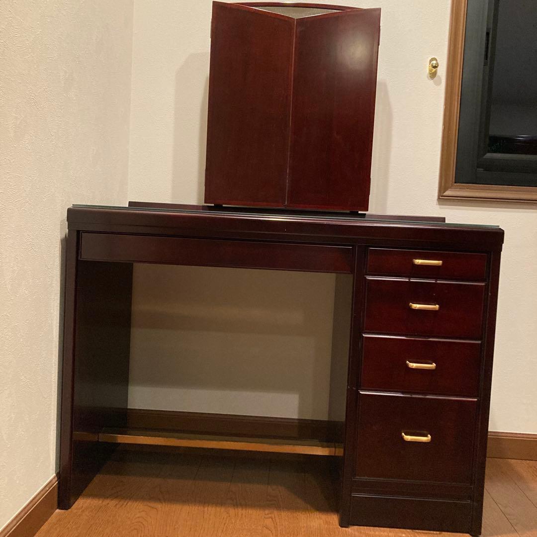【希少品】三面鏡ドレッサー・高級漆家具（モリシゲ）&椅子