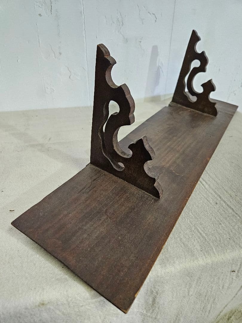 フランスアンティーク 古い木のウォールシェルフ 壁掛け棚 飾り棚 木製 古家具