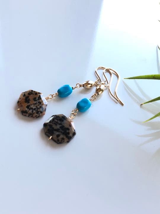 14kgf レオパードクォーツ×ターコイズ