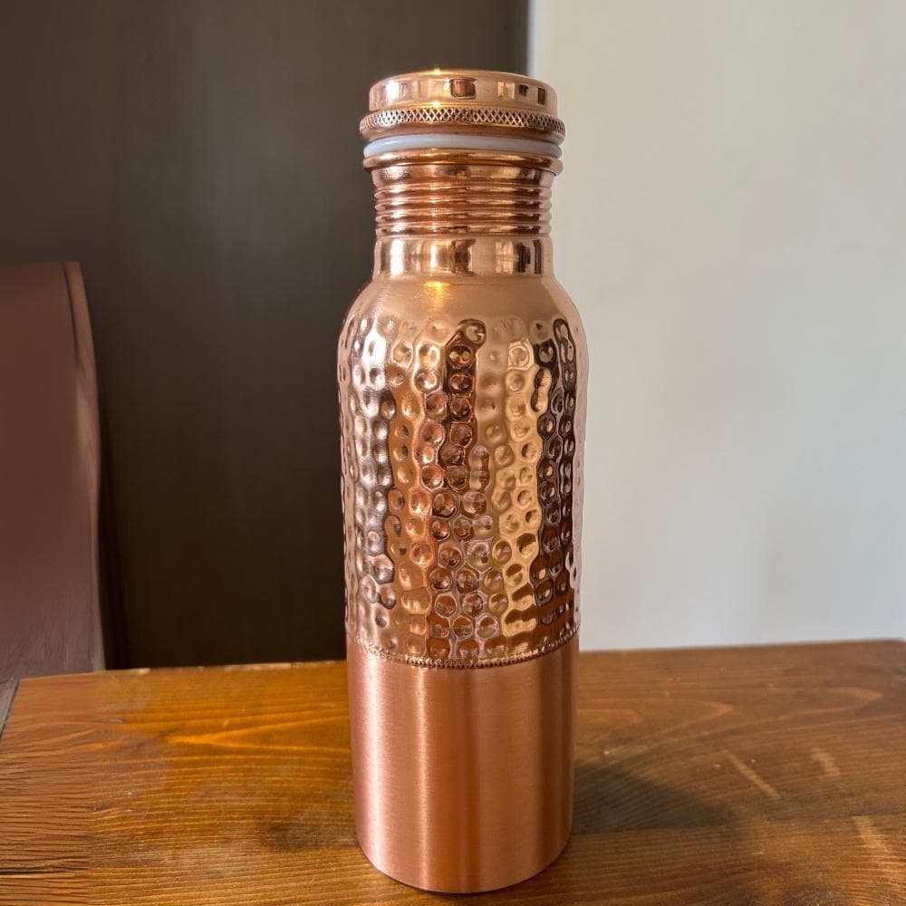 ②　[新品] 銅製 純道 手打ち水筒 ウォーターボトル 600ml インド製