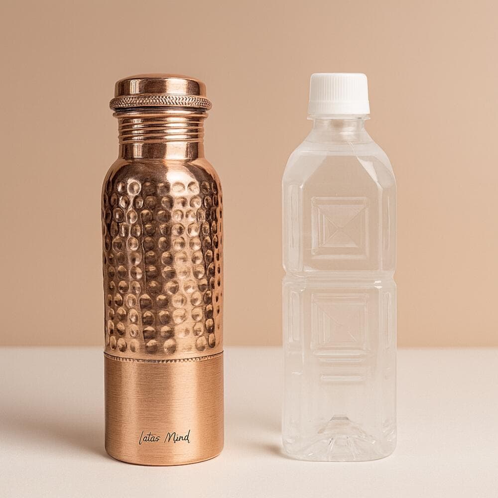 ②　[新品] 銅製 純道 手打ち水筒 ウォーターボトル 600ml インド製