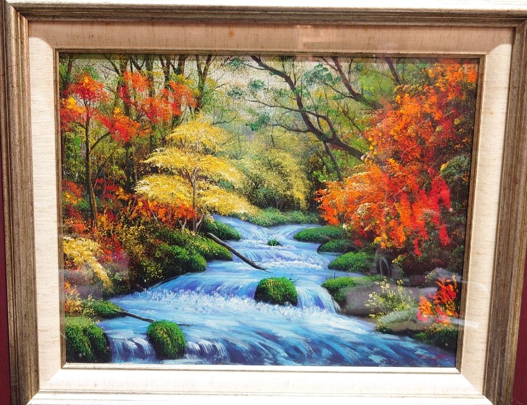 S.Ruzuki 作家物 サイン 絵画 風景画 自然 川 森 油彩 肉筆 油絵