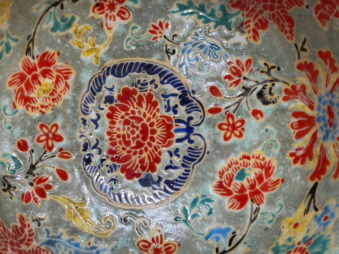 中国　鉢　直径 21.5 cm 高級工芸品
