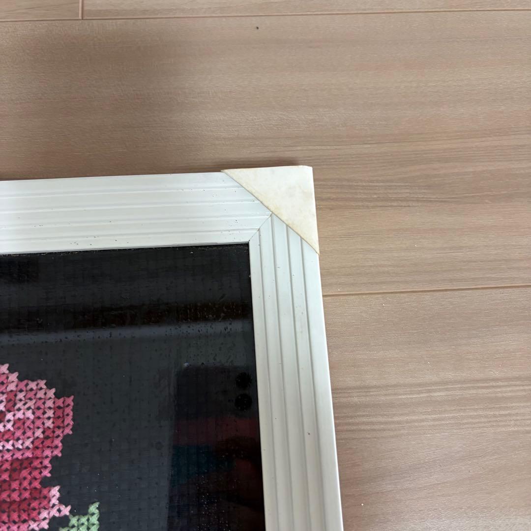 レトロ 刺繍 絵 クロスステッチ 薔薇 ビンテージ 古道具 蚤の市 骨董市