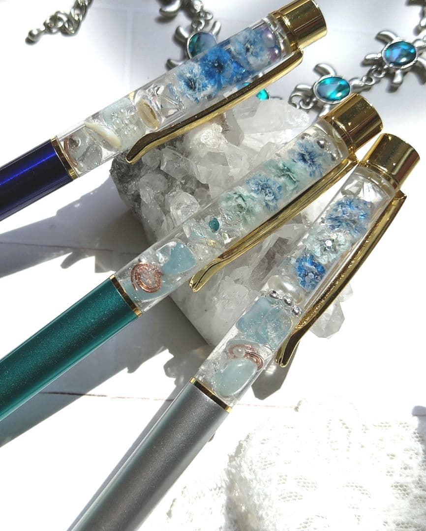 幸せを呼ぶパワーストーン入りオルゴナイトボールペン　虹龍