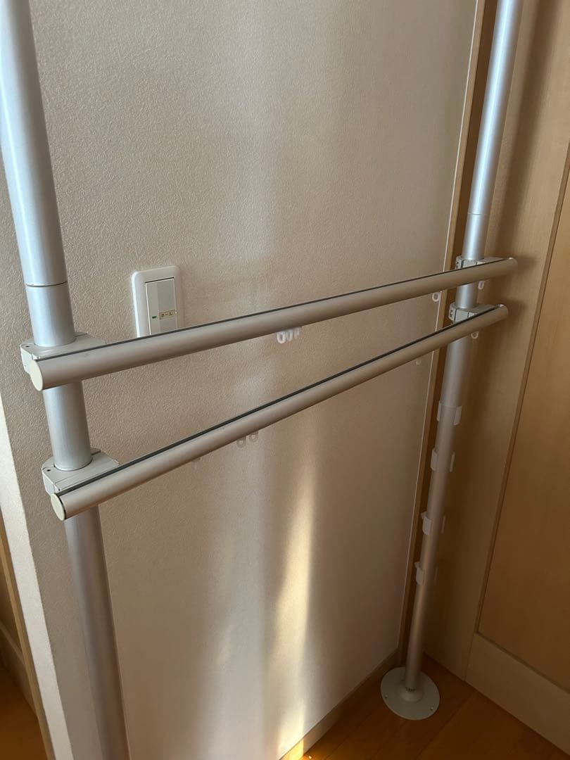 シルバー 2段ハンガーラック アルミ製