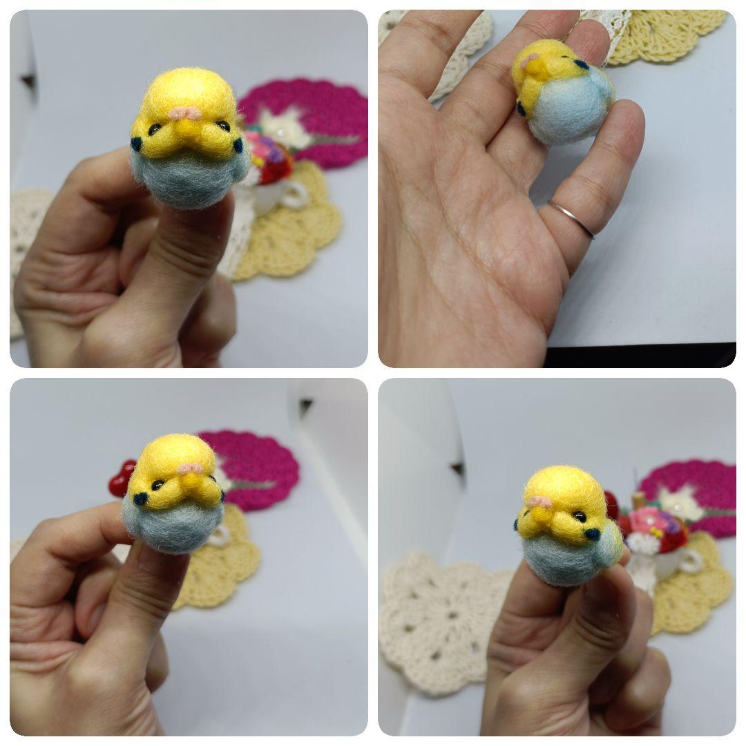 羊毛フェルト レインボーちゃんと小さな植木 敷物付き インコ ハンドメイド