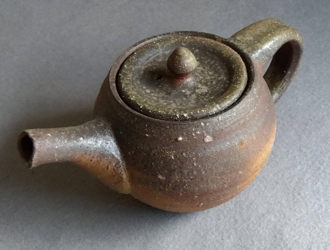 越前焼名工　松井勝彦　【青ノ木窯】　自然灰釉の究極美逸品灰釉美横手（よこで）急須