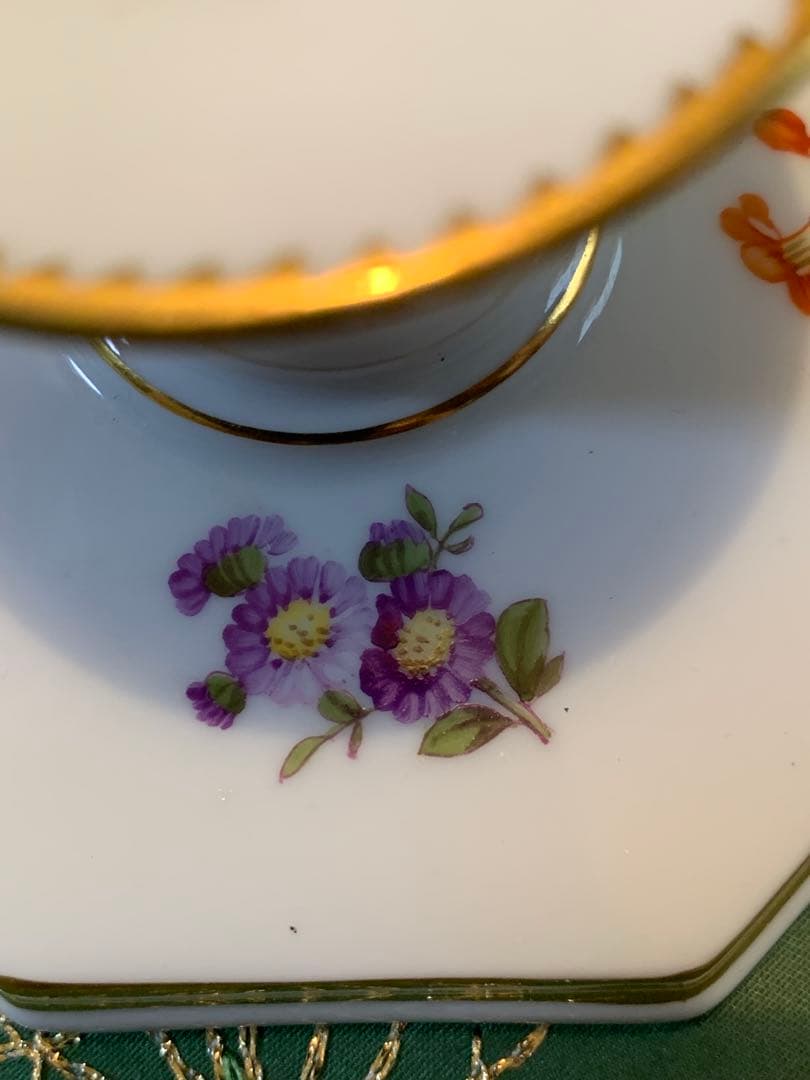 ロイヤルコペンハーゲン　アンティーク1923年のサキソンフラワーのキャンドル立！