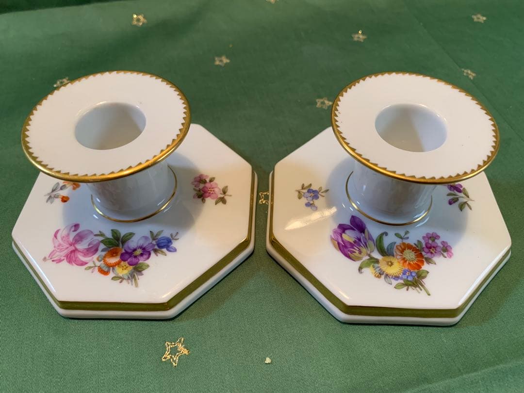 ロイヤルコペンハーゲン　アンティーク1923年のサキソンフラワーのキャンドル立！