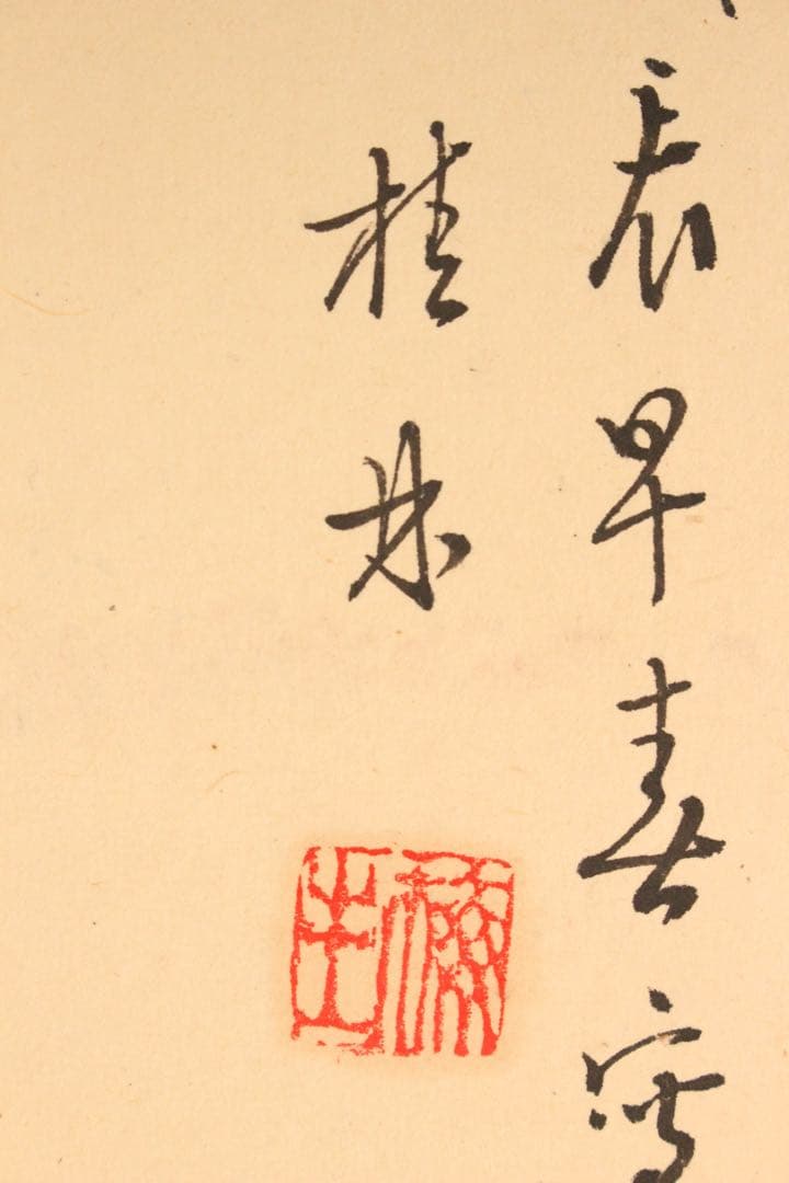 No5866 掛軸　在印　桂林 梅　画賛　紙本　草花　古画　古美術　送料無料