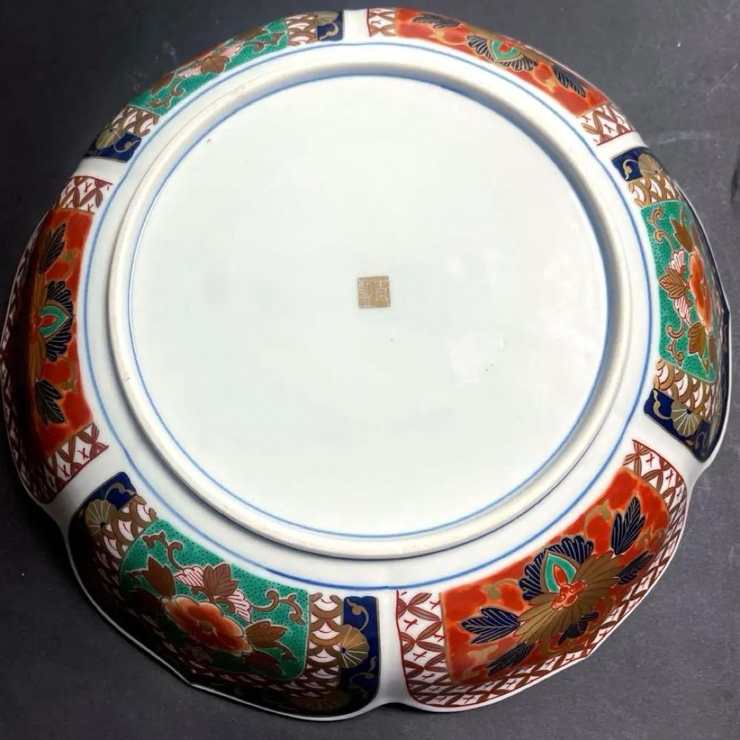 青藍窯 古伊万里 金襴手 染錦金彩 月夜 波に兎図 飾皿 飾り皿 大皿