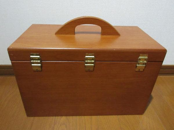 木製コスメメイクボックス三面鏡化粧箱ドレッサーアンティークヴィンテージ昭和レトロ