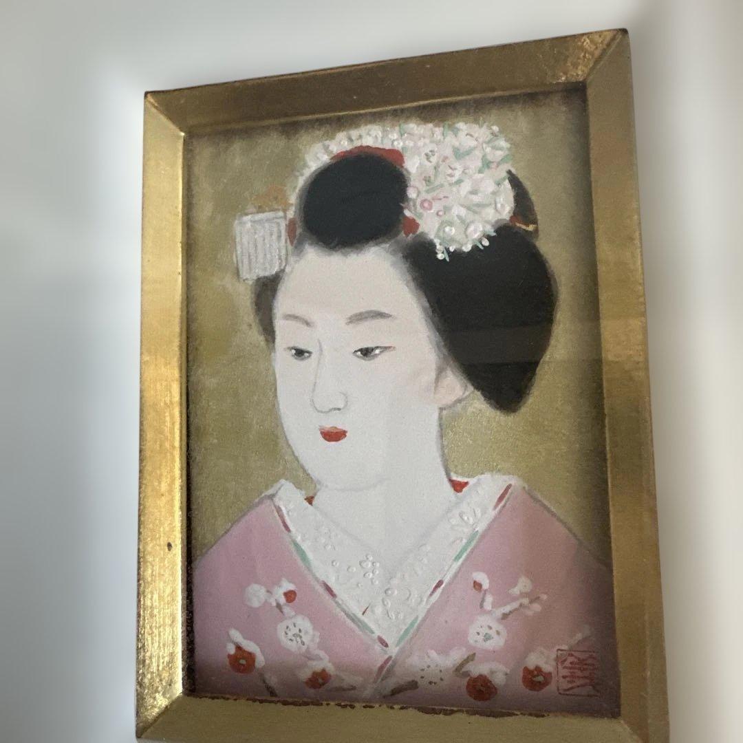 お値下げ❣️日本画 舞妓女性 金色フレーム
