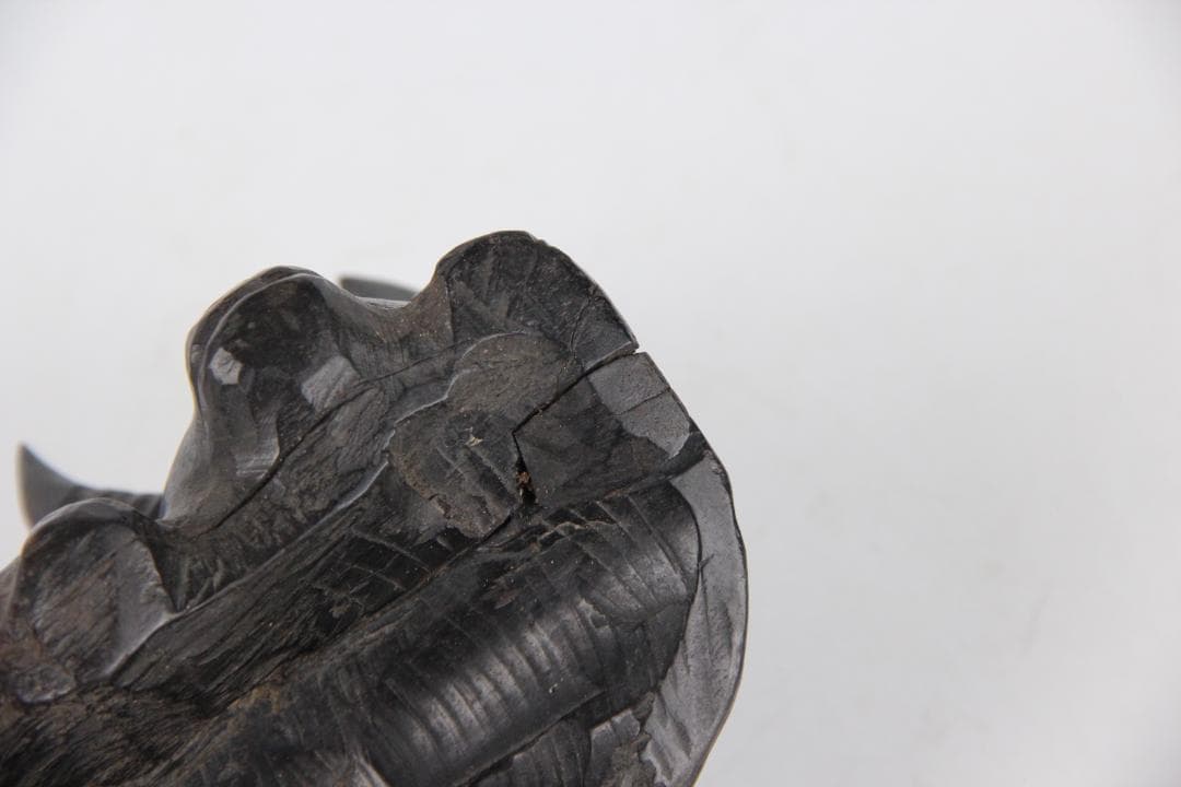 日本 明治時代 木彫 牛 置物 硬木彫刻 FF01-02