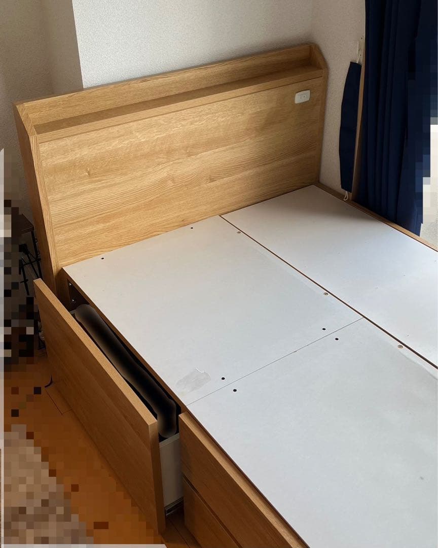【美品】ニトリ　収納付き　シングルベッドフレーム　ウッド　充電プラグ付き