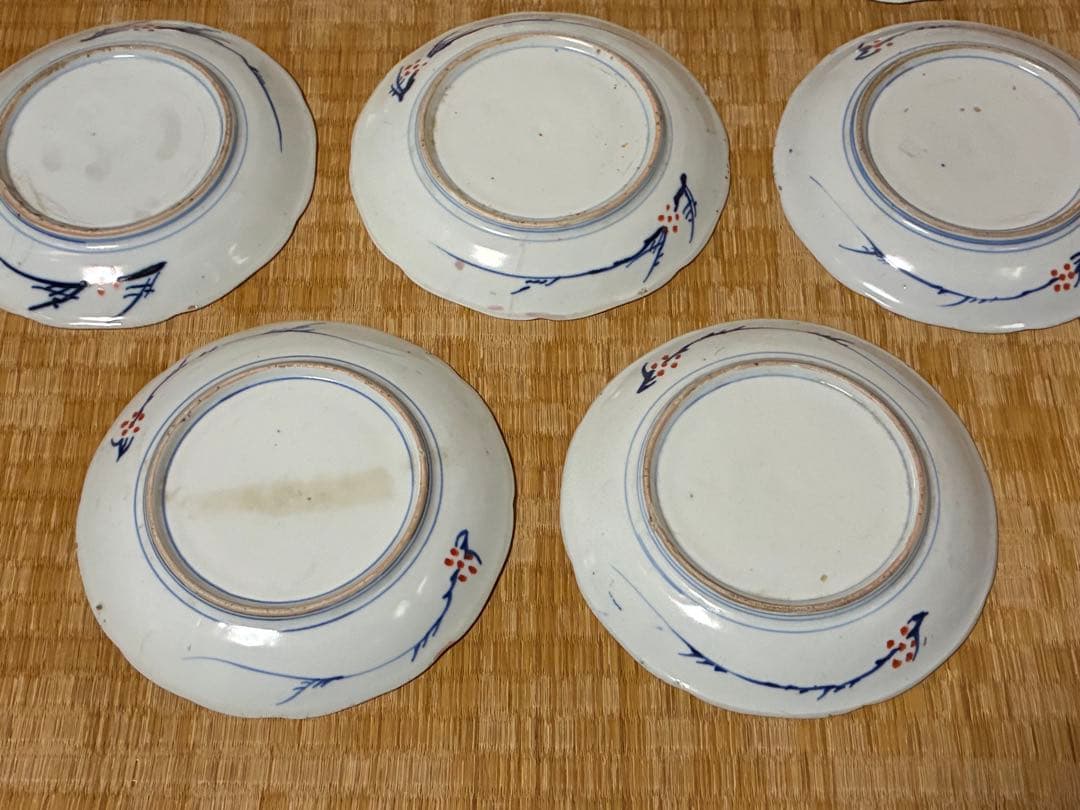 古伊万里 伊万里 染付 色絵 金彩 中皿 平皿 盛皿 八枚揃い まとめて 時代物