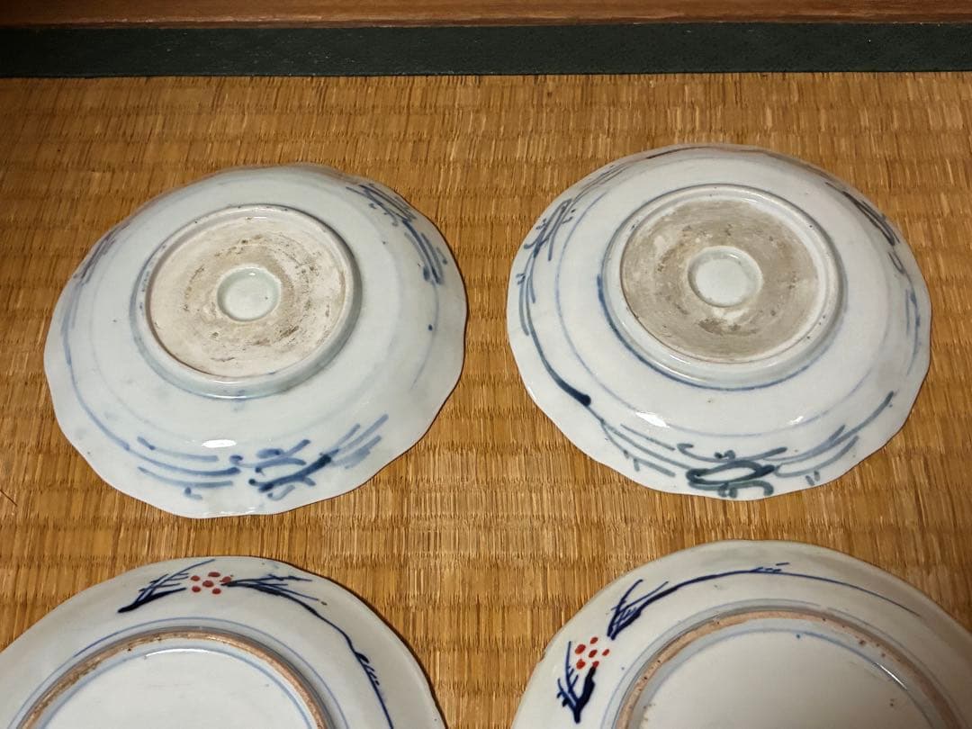古伊万里 伊万里 染付 色絵 金彩 中皿 平皿 盛皿 八枚揃い まとめて 時代物