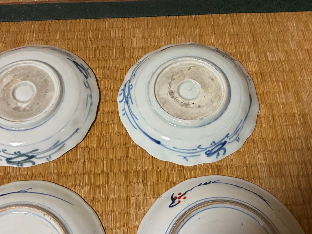 古伊万里 伊万里 染付 色絵 金彩 中皿 平皿 盛皿 八枚揃い まとめて 時代物