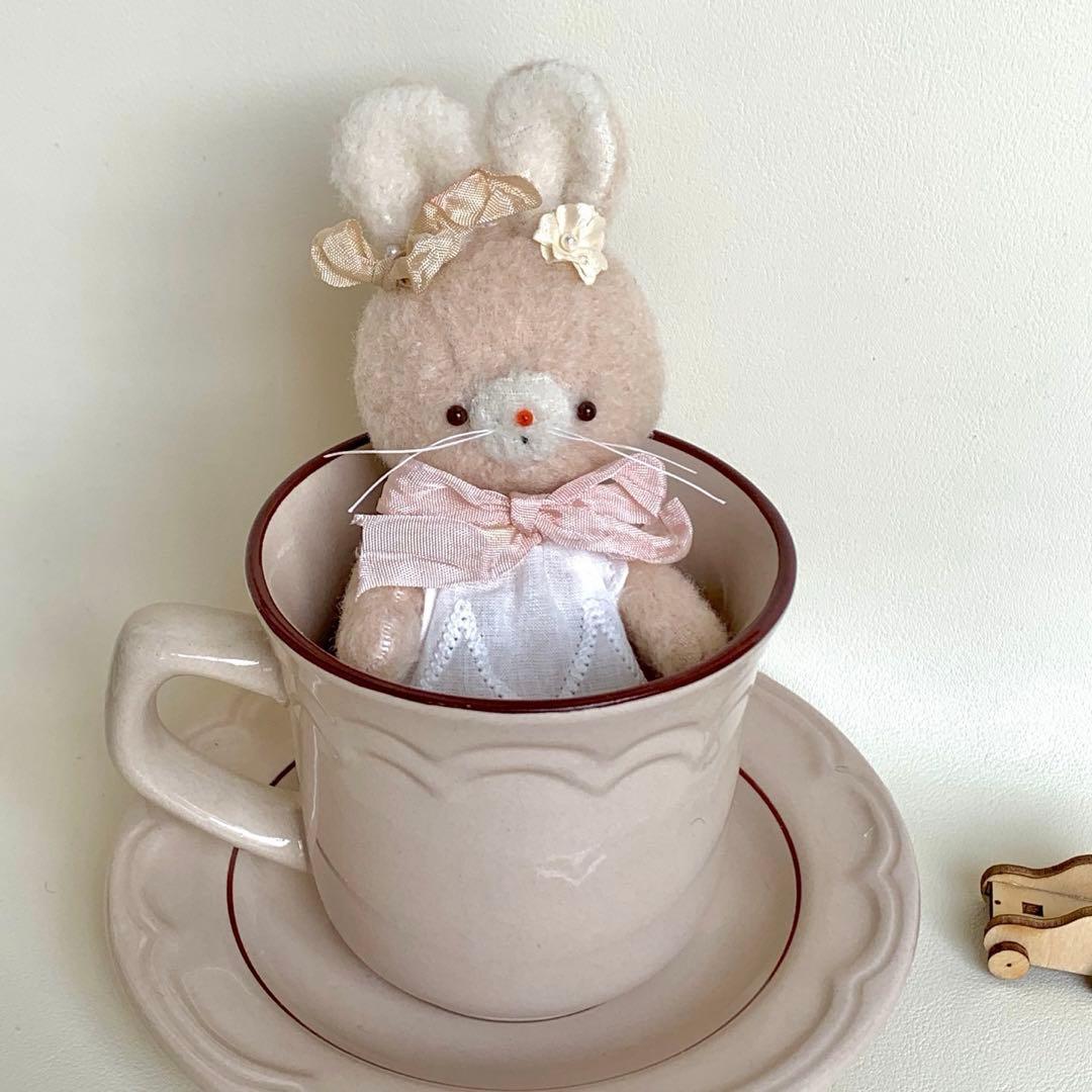 ティーカップうさぎちゃん ぬいぐるみ アーティストベア 海外作家様 ハンドメイド